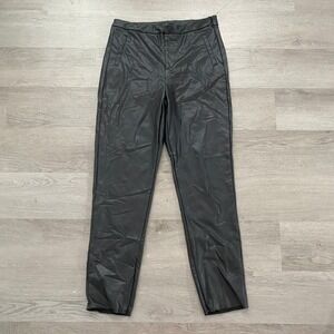 Saints 21 Faux Leather Pants Women Large Black Tapered Leg side zip‎ closure